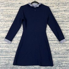 Sandro Paris Navy Blue Layered Look Striped Collar Cuffs Mini Dress R5267H-44