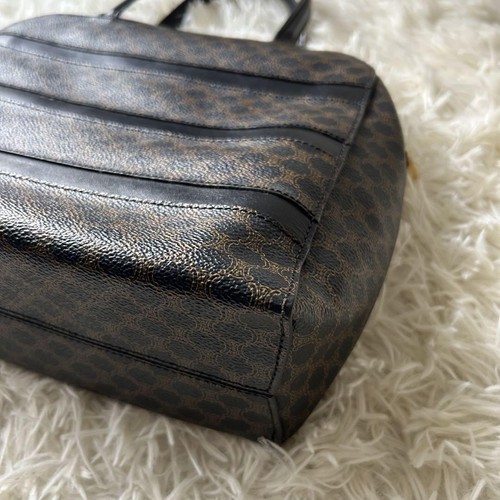 CELINE Black Macadam Handbag Logo Embossed Used Excellent+ From Japan Authentic - Picture 8 of 19