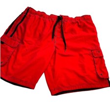 OP Ocean Pacific Swim Shorts Red Black Strip with Pockets Sz 2X 44-46x10 unworn 