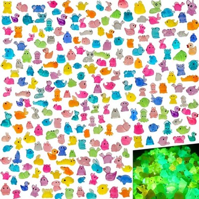 280Pcs Mini Resin Animals Glow in the Dark, Tiny Luminous Animal Figurines Bulk,