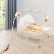 Electric Baby Crib Cradle Foldable Baby Bassinet, Bed Auto Swing with Music