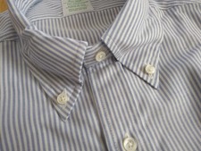 NWOT Brooks Brothers Blue University Stripe Button Down 15-32 Milano MSRP 140