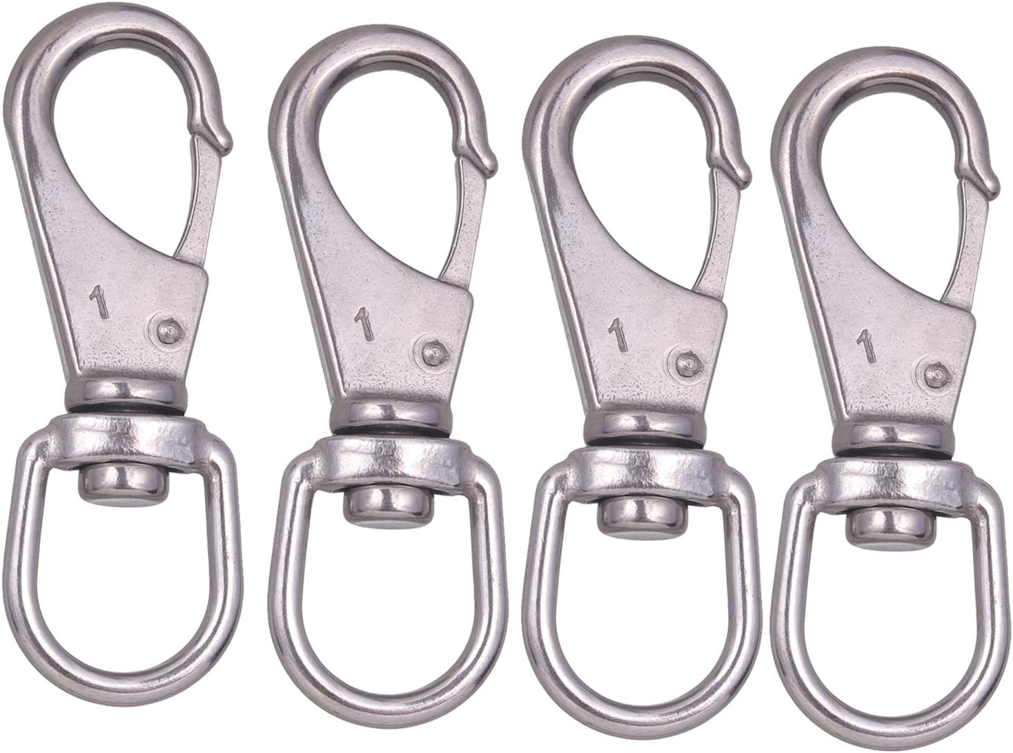 Stainless Steel Swivel Eye Snap Hook, 4 Pack (3.5 Inch) Heavy Duty Scuba Diving 