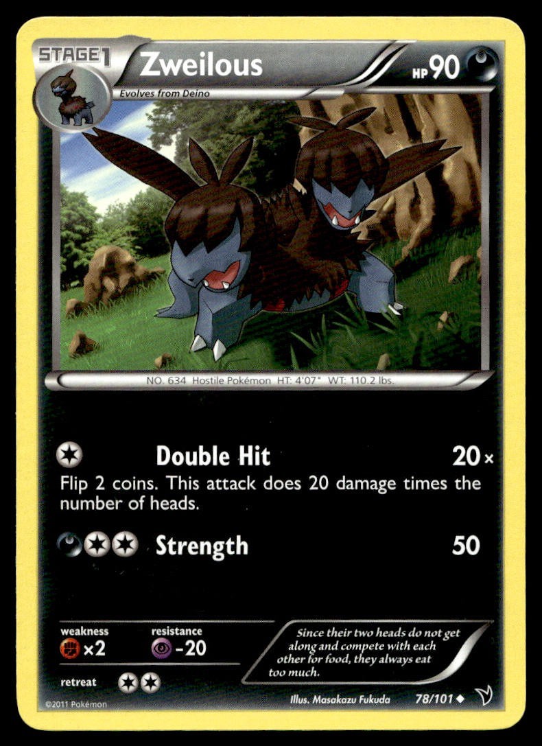 Zweilous 78/101 Pokemon Card Noble Victories Uncommon 90 HP Lightly Played V3