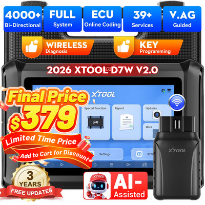 XTOOL D7W V2.0 Wireless Car Full System Diagnostic Scanner Tool Key Programmer