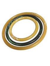 9 Vintage Acrylic Plastic Macrame Rings 3  4  5  6  Lot Blue, White, Brown