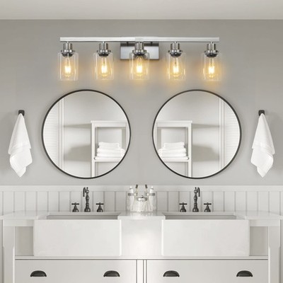 31'' 5 Lights Modern LED Vanity Light Silver Bathroom Mirror Wall Lamp Fixture UL