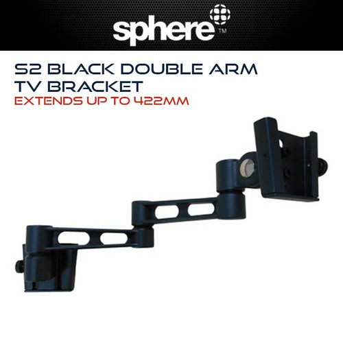 Sphere S2 Black Double Arm TV Bracket Caravan Camping Outdoor Motorhome Trailer - Picture 2 of 2