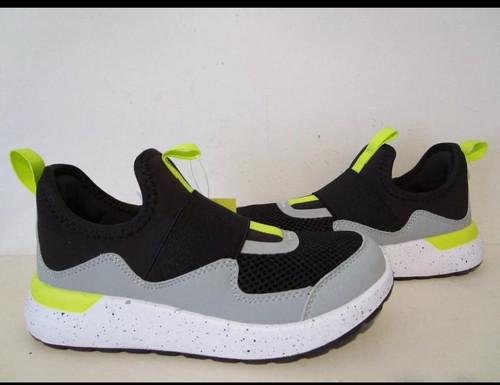 All in Motion Kids Fern Slip-On Performance Fashion Sneaker Gray/Lime Green Sz 2 - Picture 1 of 1