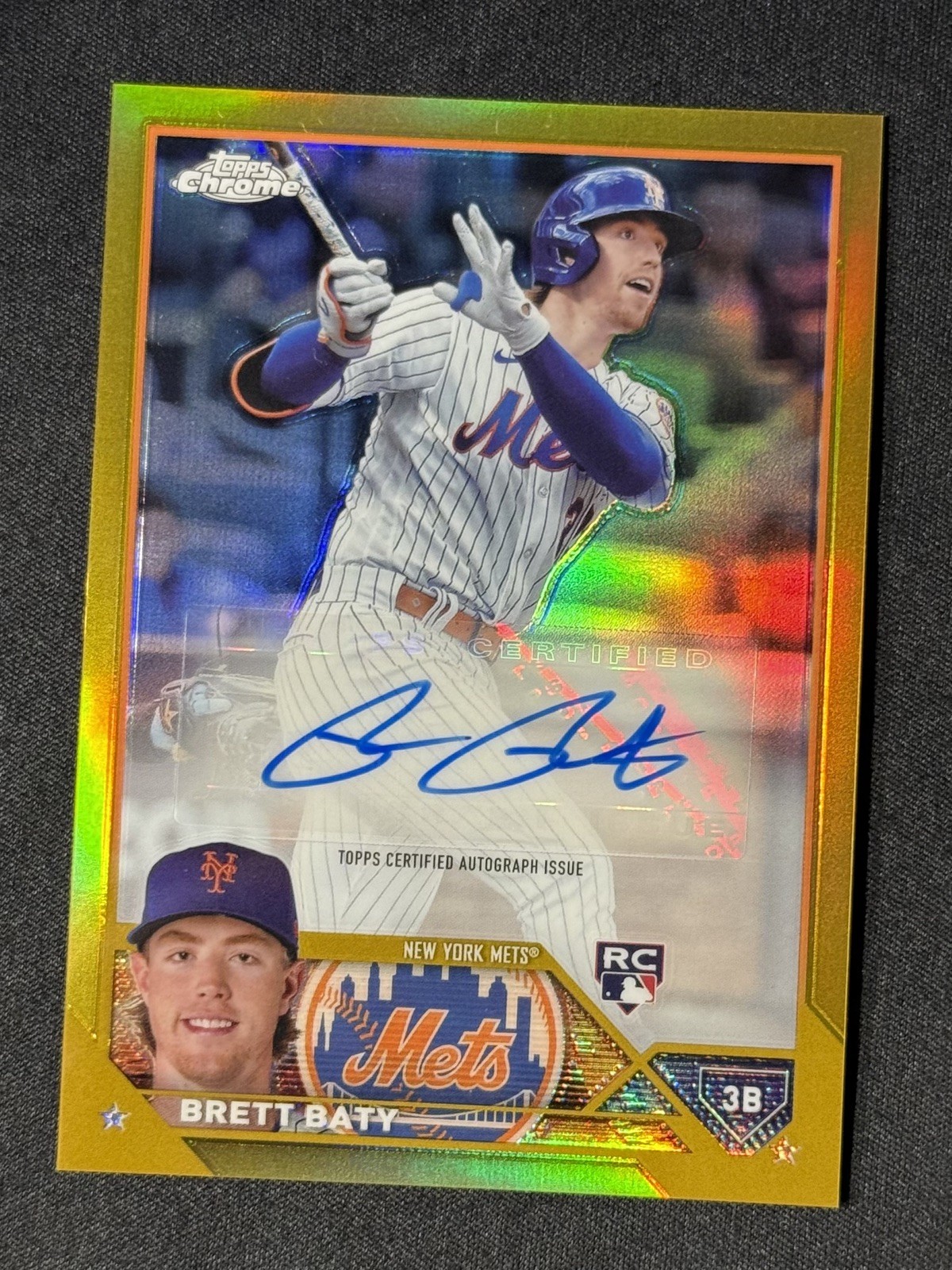 Brett Baty 2023 Topps Chrome Gold Refractor Auto RC /50 AC-BBA