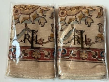 NEW! Rare PAIR RALPH LAUREN *Northern Cape Tapestry EURO PILLOW SHAMS Tan $440