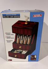 Magnif Deluxe Motorized Coin Sorter Wooden Classic Cherry Finish New Open Box