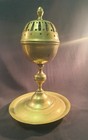 RARE ANCIEN ET GRAND ENCENSOIR BRULE ENCENS 33 CM BRONZE LAITON XVIII ème ?