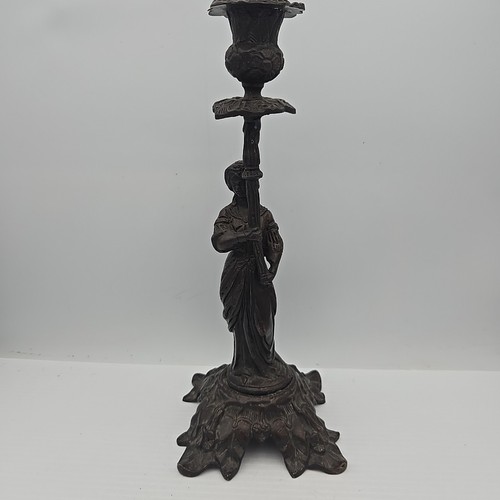 Vintage Victorian Figural Bronze Candle Holder