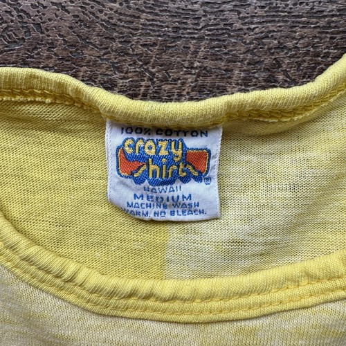 Vintage 1971 Mens M Yellow Crazy Shirts "RAT RACE" Summer Punk Indie Tank Top - Picture 6 of 9
