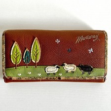 Mantaray Wallet Purse Brown Faux Leather Countryside Sheep Design 19 x 10 cm
