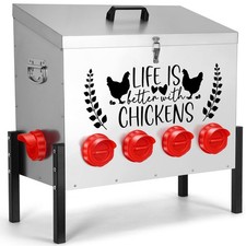 95 lb Chicken Feeder with 10 No-Waste Ports   Extra-Large Galvanized Metal Po...