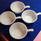ANCHOR HOCKING FIRE KING WHITE MILK GLASS BOWLS & COVERS (4) W/HANDLES 050726A