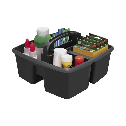 3-Compartment Small Caddy – Multipurpose Classroom Organizer with Handle, Bla...