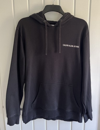 Calvin Klein Jeans Black Cotton Hoodie Size Large