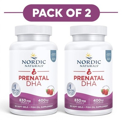 Nordic Naturals Prenatal DHA 830mg Erdbeere 90 Weichgele 2er Pack