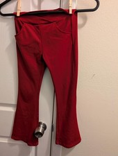 NEW Girls Flare Leg Cotton Red Pants Size 6-7