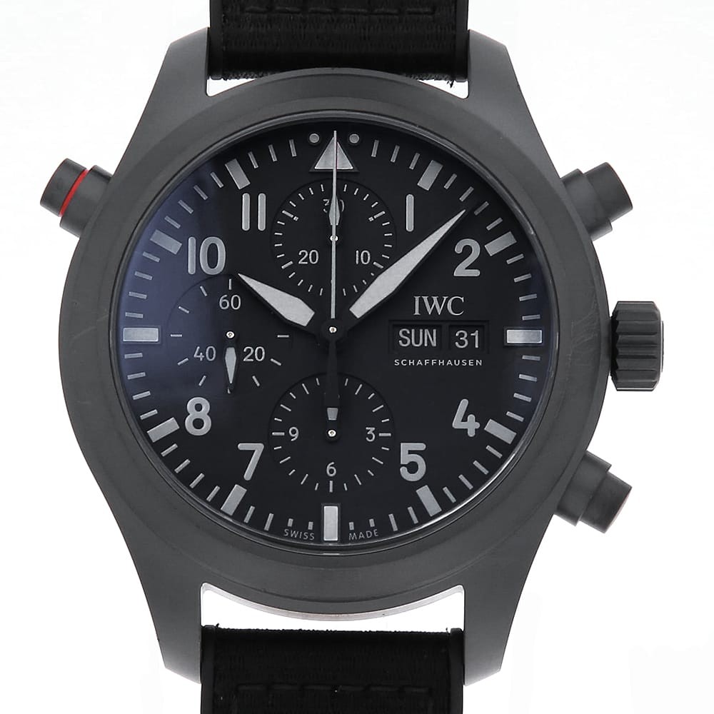 Double IWC hand... second Chronograph Top Watch IW371815 Ceratanium Gun Pilot's - vintagewatches.pk