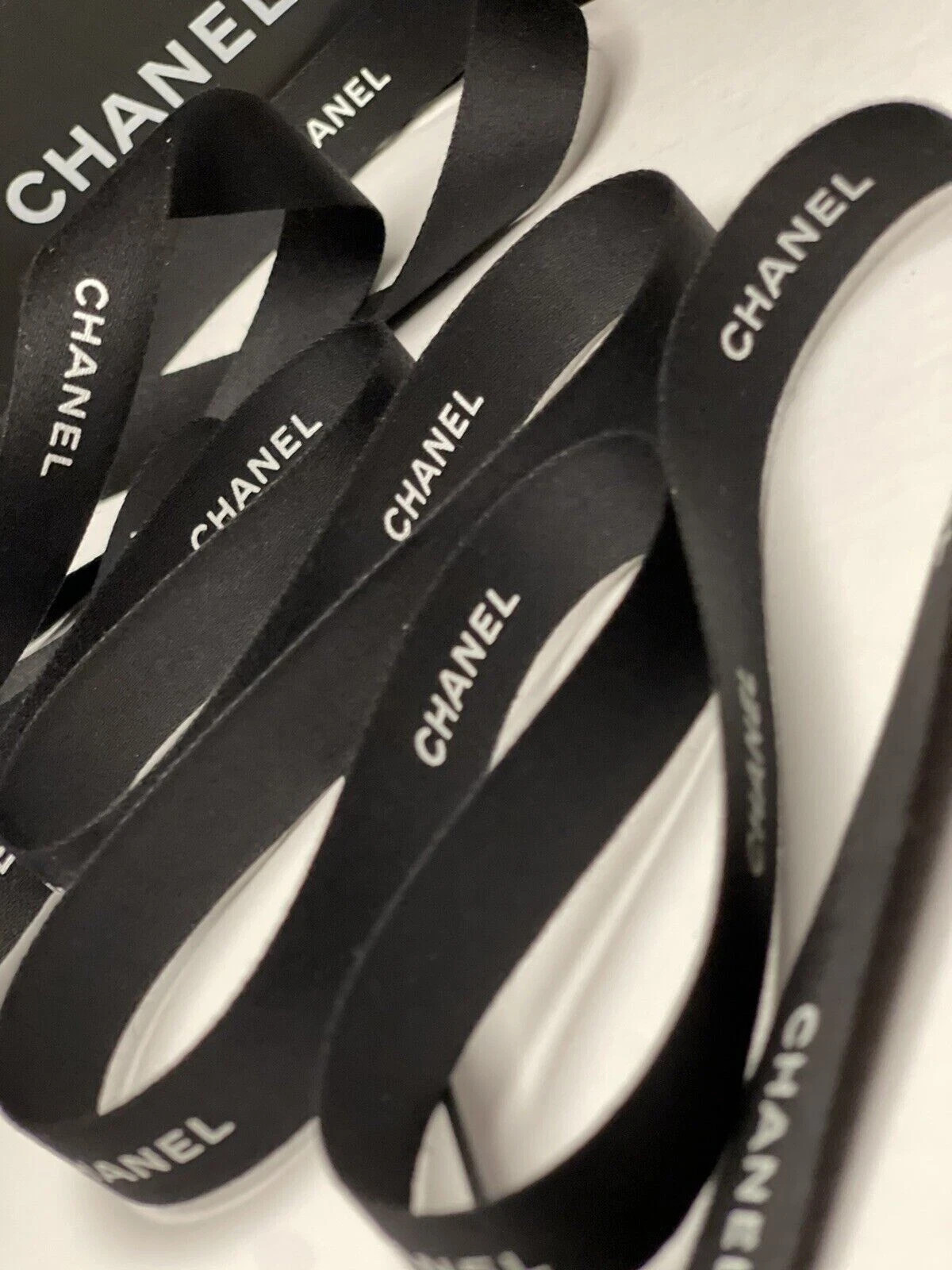 10 Yards of Chanel Classic Black Gift Wrap Ribbon 100% Authentic (Uncut)
