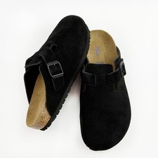 Birkenstock Boston Soft Footbed Suede Leather Black Clog Unisex Shoes New