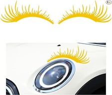 2 Ps Car Headlight Eyelash Stickers Cute Fake Eyelashes Decal Color Yellow