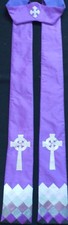 NEW Handmade purple silk clergy stole with Celtic crosses