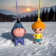 Lot 2 Winnie Pooh EEYORE Donkey Christopher Robin Christmas Ornaments 3" Read