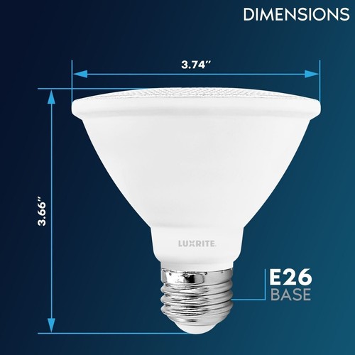 Luxrite PAR30 Short Neck LED Light Bulb 11W=75W 4000K 900LM Dimmable E26 4-Pack - Picture 6 of 7