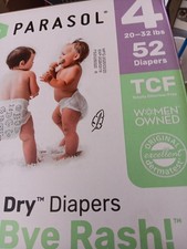 Parasol Chlorine-Free Diapers with RashShield Protection - Size 4 - 52ct NIB
