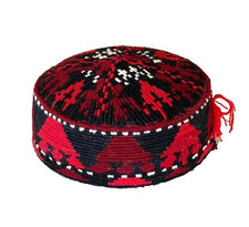 TRIBAL HAND STITCHED  EMBROIDERED AFGHAN/UZBEK HAT FROM MAZAR -I-SHARIF- 21"