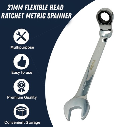 Ratchet Spanner 21mm Combination Flexible Head Wrench Open/Ring Head CR-V Metric - Picture 2 of 10