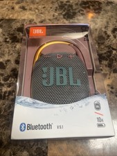JBL Clip 4 Portable Bluetooth Speaker - Gray orange/pink Handle 