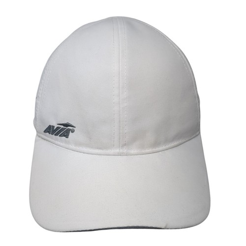 Avia Strapback Hat White One Size Adjustable Laser Cut Solid 6 Panel