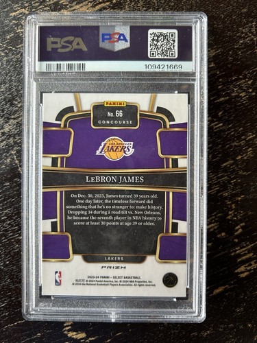 2023 Panini Select LEBRON JAMES Premier Level Red Wave Prizm PSA 10 Lakers Pop 1 - 第 2/2 張圖片