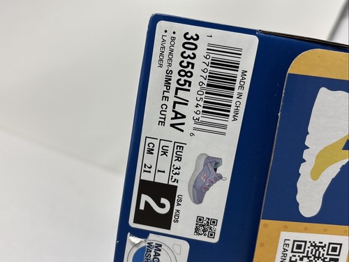 SKECHERS Girls Size 2 Lavender Bounder Simple Cute Hands Free Slip-ins NEW - Picture 7 of 7