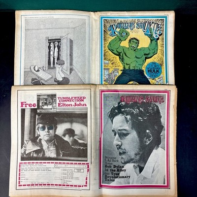 2 Rolling Stone 1971 Vintage Issues Rare #77 Bob Dylan + Incredible Hulk #91