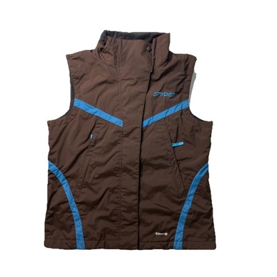 Spyder Vest Womens 12 Brown Blue Stripe Pocketed Insulated Waterproof Stretch