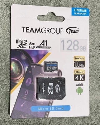 TEAMGROUP 128GB microSDXC Memory Card A1 V30 U3 Class 10 for Android