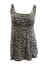 Swim Solutions Women's Square-Neck One-Piece Swimdress 18, Black Multi 