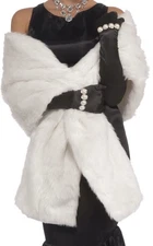 Forum Novelties Hollywood Faux Mink Stole, Costume Accessory, White, Size