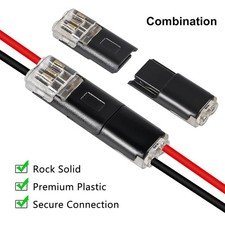50PCS Low Voltage Wire Connector, Double-Wire Plug-in Connector with Locking Buc