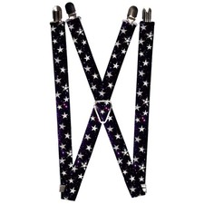 Suspenders - 1.0 - Glowing Stars In Space Black/Purple/White ACC NEW