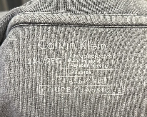 Camiseta de hombre Calvin Klein cremallera completa gris 100 % algodón talla XXL / 2XL - Imagen 11 de 12