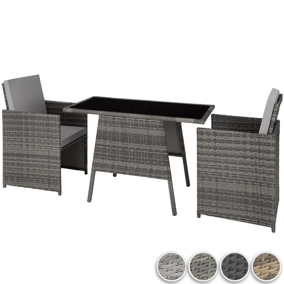 TECTAKE Polyrattan Sitzgruppe Balkonmöbel Rattan Gartenmöbel Garten Garnitur Essgruppe