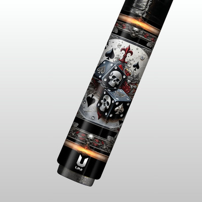GOTHIC CASINO DICE SKULL CARBON FIBER POOL CUE - HIGH ROLLER SPADES ART STICK